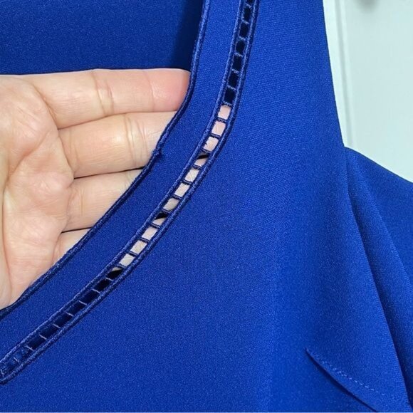 Teri Jon by Rickie Freeman Cold Shoulder Sheath Dress in Royal Blue Size 2 - Picture 8 of 12